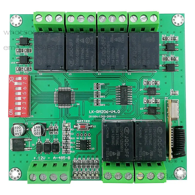 6-Channel 485 relay module switch decoder 315M/433M remote control gate electric door controller