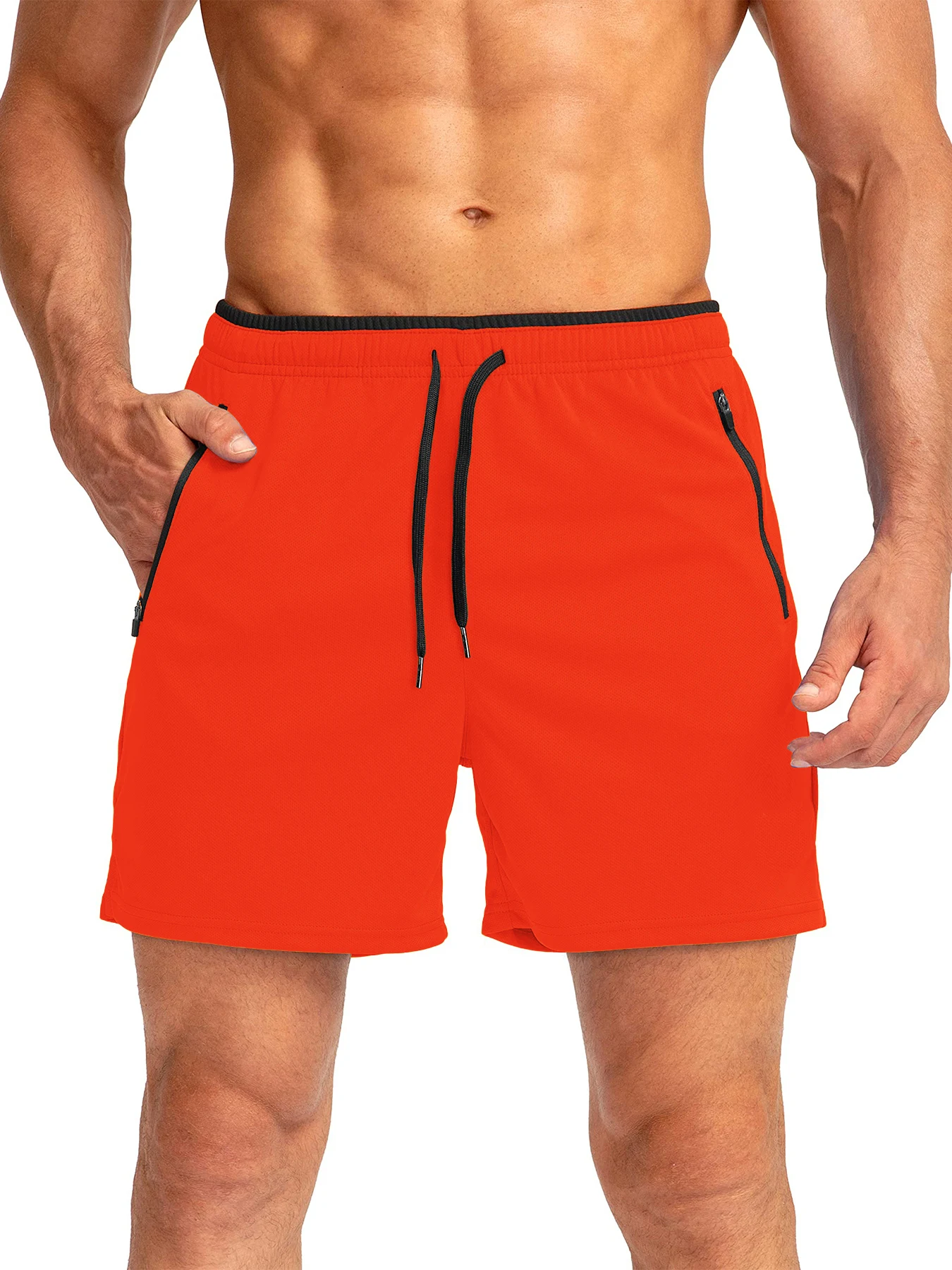 Herren-Laufshorts mit Reißverschlusstaschen, schnelltrocknend, geeignet für Fitness-Workouts, 5-Zoll-Herrenshorts – Detail 22