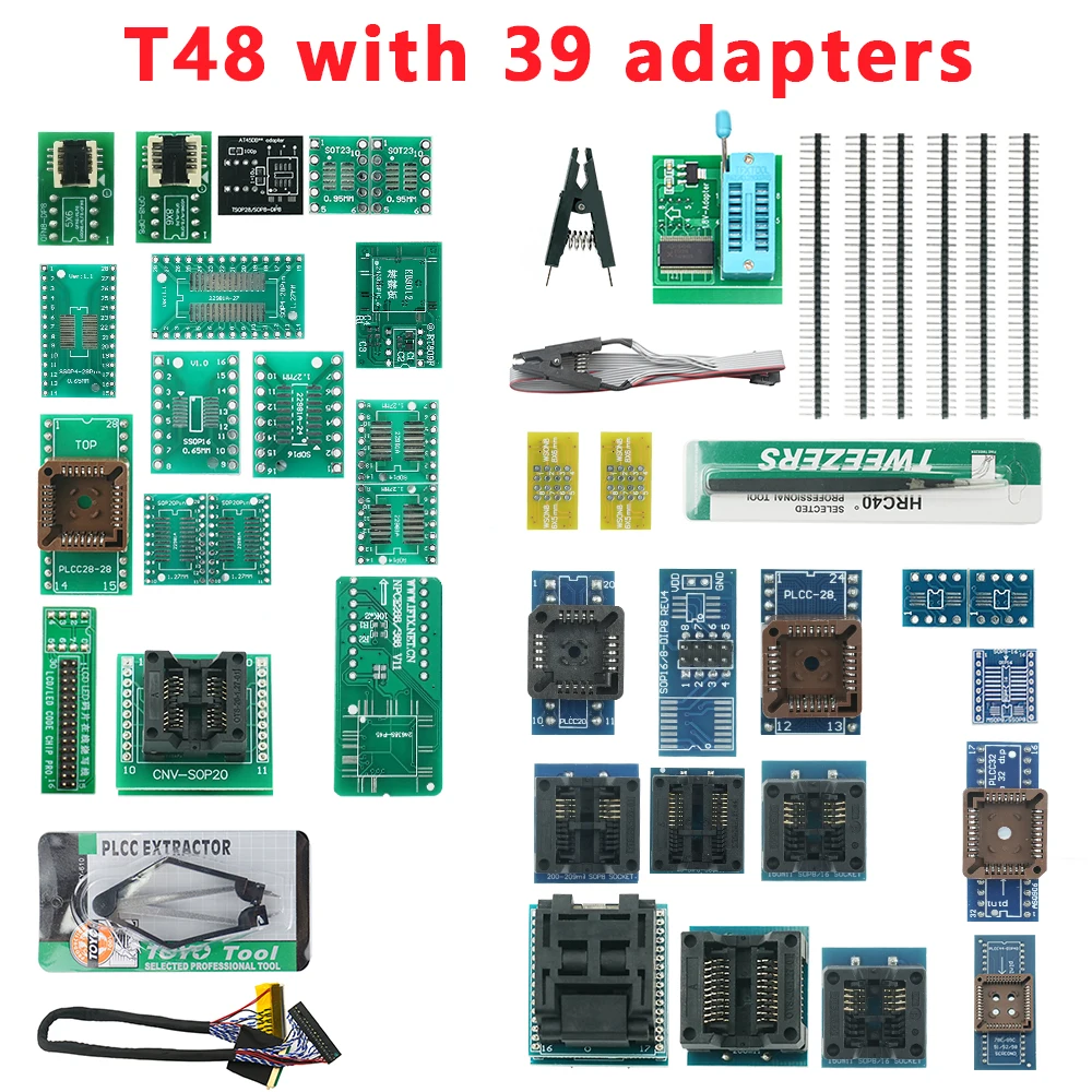 XGECU T48 (TL866-3G) Programmer+39 Adapter Support 32000 ICs for SPI/Nor/NAND Flash BIOS MCU EEPROM AVR PIC 100%Original