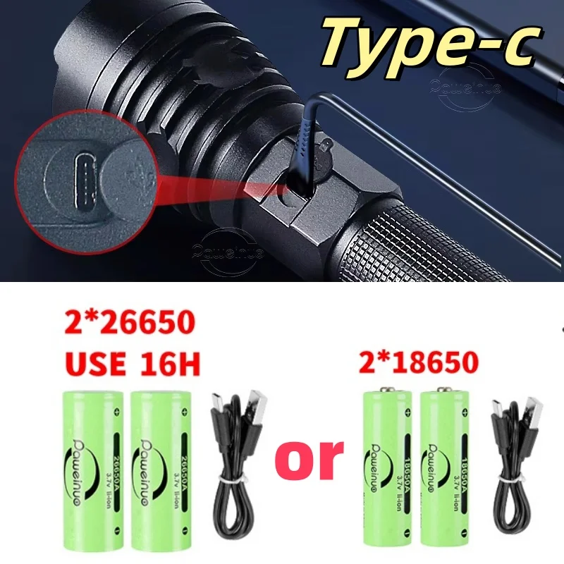 2025 XHP360 High Power LED Flashlight USB Rechargeable LED Flashlight Super Powerful Flashlights Tactical Lantern Camping Torch