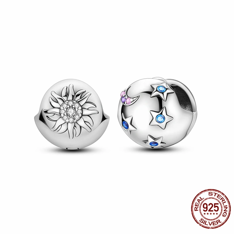 

NEW Original Design 925 Sterling Silver Fashion Spheres Sun Moon And Stars Earrings Jewelry Women's Fashion Party Birthday Gift