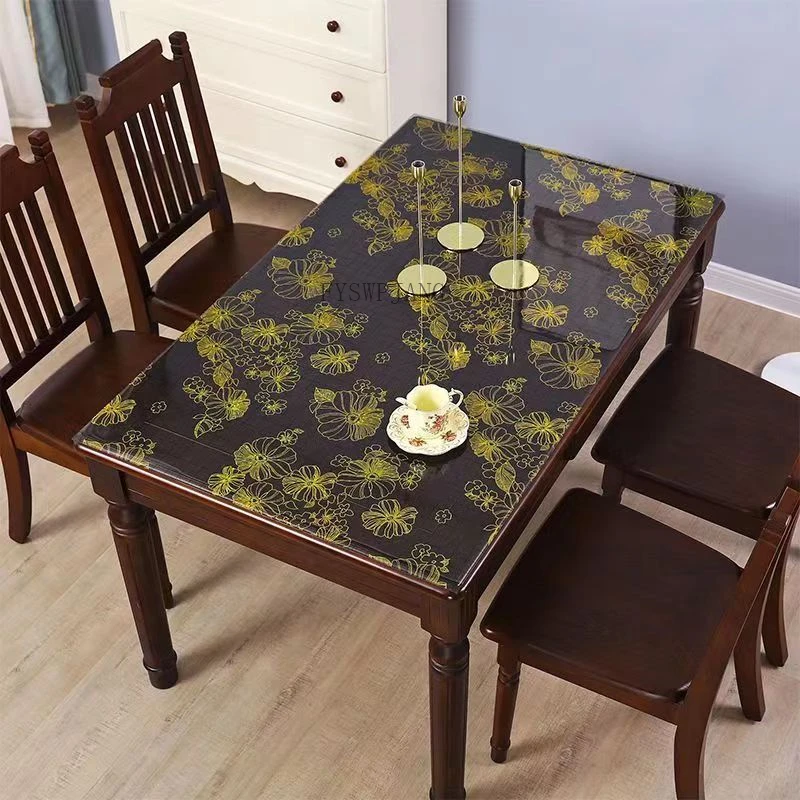 PVC Plastic Tablecloth Soft Glass Clear Waterproof Table Cloth Rectangular Tea Table Dust Cover Party Hotel Thickened Table Mat