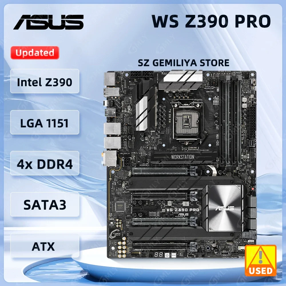 Placa base ASUS WS Z390 PRO Intel Z390 LGA 1151 DDR4 64GB M.2 ATX compatible con CPU Core i3-8100 i3-8300 i5-8600 i5-9600 i7-9700