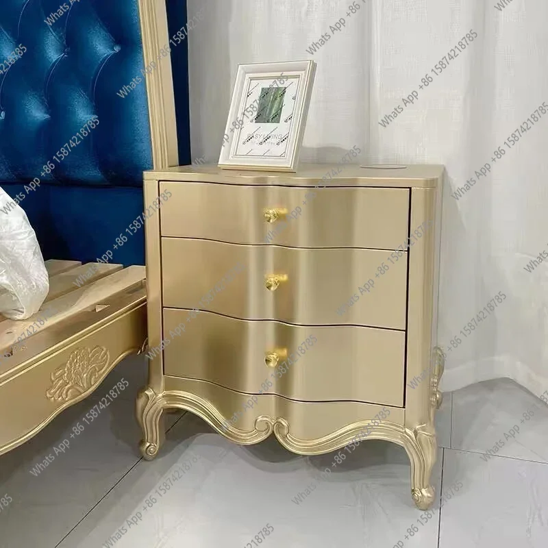 

WX American Light Luxury Bedside Table Modern Simple Bedroom Drawer Storage Cabinet French High-end Sofa Storage