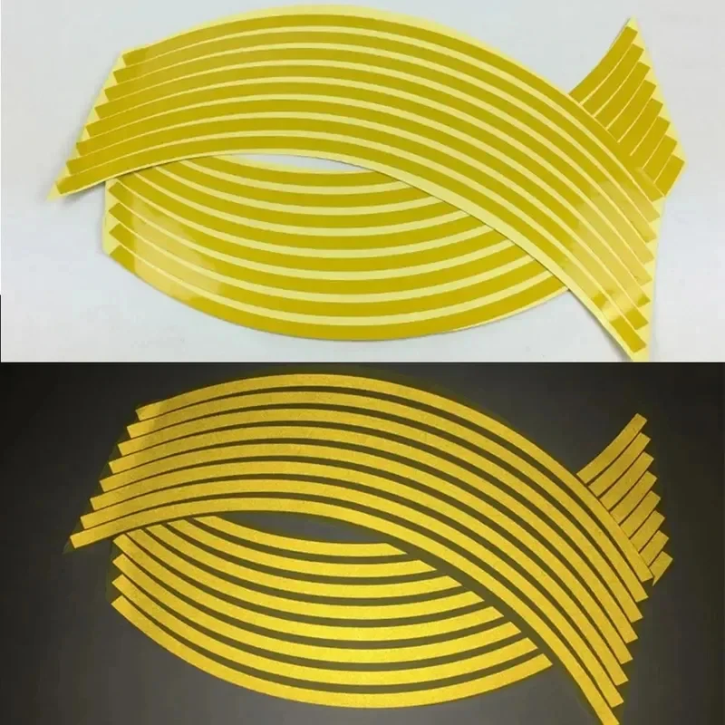1/2/3set Motorcycle Wheel Tire Stickers Strips Reflective Rim Tape Strip Motorcycle Car Wheel Tire Sticker Motorbike Auto Decals