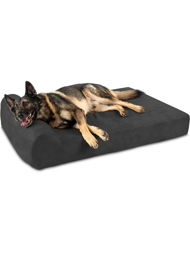 

Orthopedic Dog Bed w/Headrest - 7” Dog Bed for Large Dogs w/Washable Microsuede Cover - Elevated Dog Bed Made in The USA