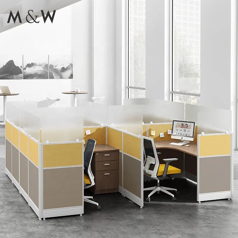 Factory Wholesale 4 Person Open Workstation Wooden Desk Office Cubicle
