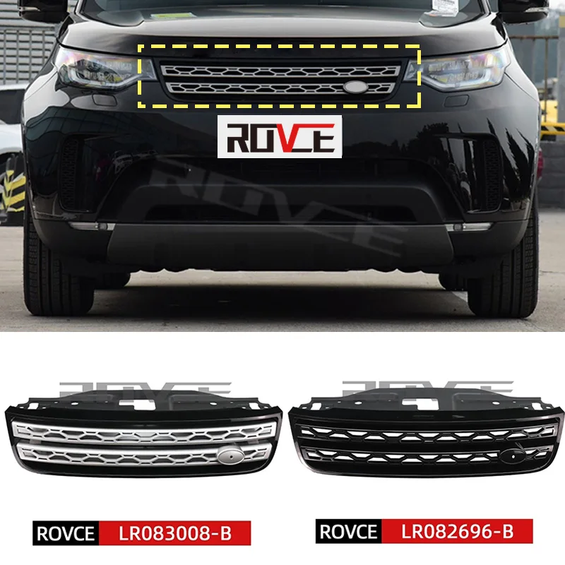 

ROVCE 1 Pcs Front Bumper ABS Grille Grill For Land Rover Discovery 5 2017-2021 L462 Mesh Grills black Gray style Car Accessories