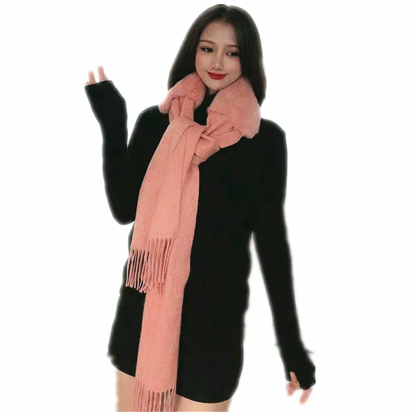 

Thick Full Pelt Real Rex Rabbit Fur Cape Shawl Fashion Women Wraps Wool Warm Fall Winter Scarf