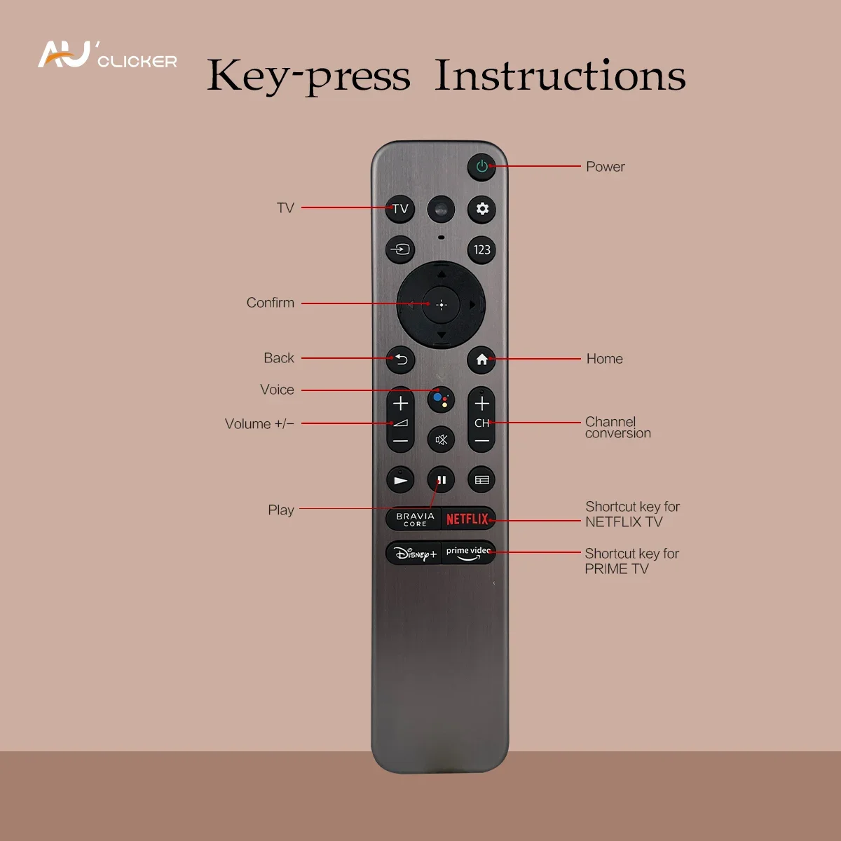 RMF-TX900U Replacement Luminous Remote Control for Sony Smart TV Android 4K Ultra HD LED Internet KD XBR Series UHD LED