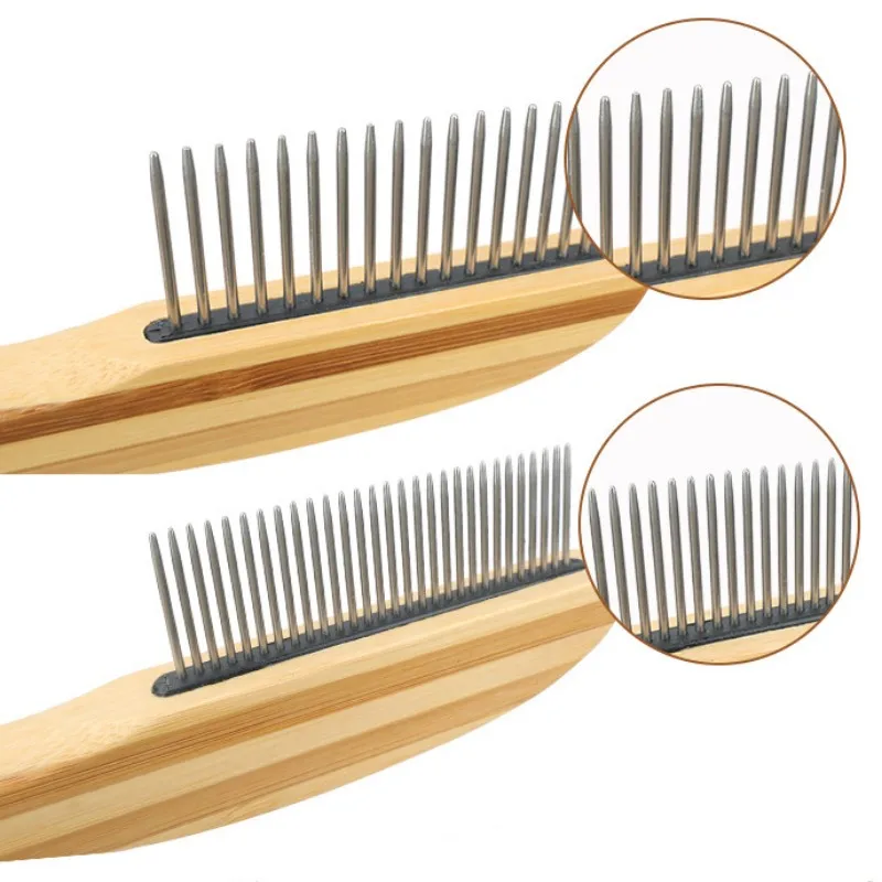 Dog Comb Bamboo Dog Brush Pet Hair Remover Massage Dogs Brush Colorful Wooden Handle Dogs Combs Hair Knot Opening Pet Grooming