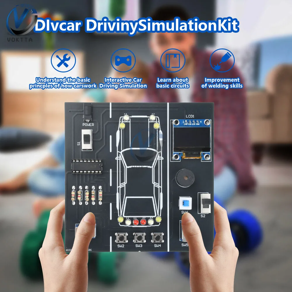 DC 5 В симулятор вождения автомобиля DIY детали DIY комплект для практики пайки для электронных проектов с ЖК-экраном постоянного тока 3,5 × 1,35 мм