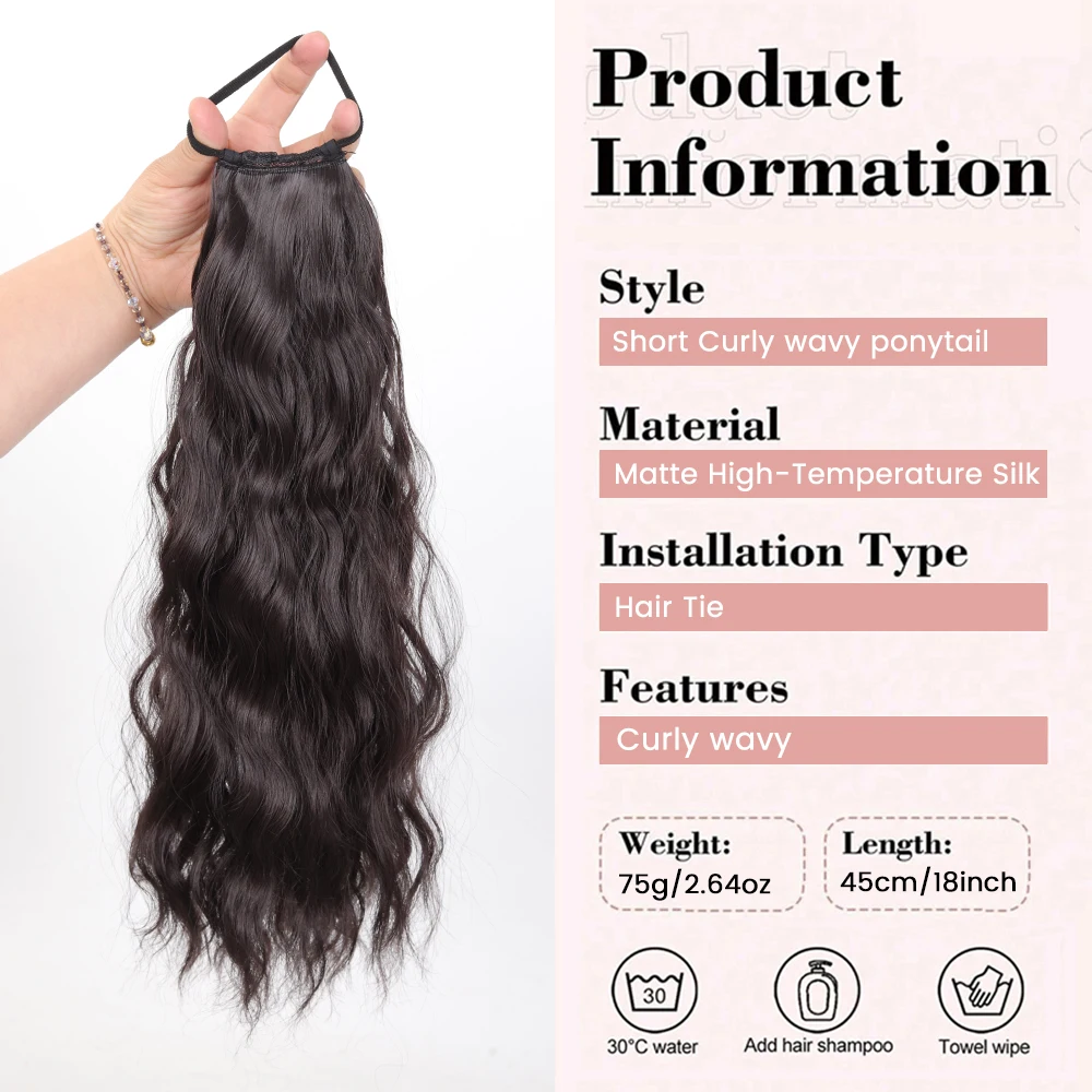 OLACARE Synthetic Wig Ponytail Long Wavy Ponytail Hair With High Elasticity Rubber Band Heat Resistant Hairpiece For Daily Use