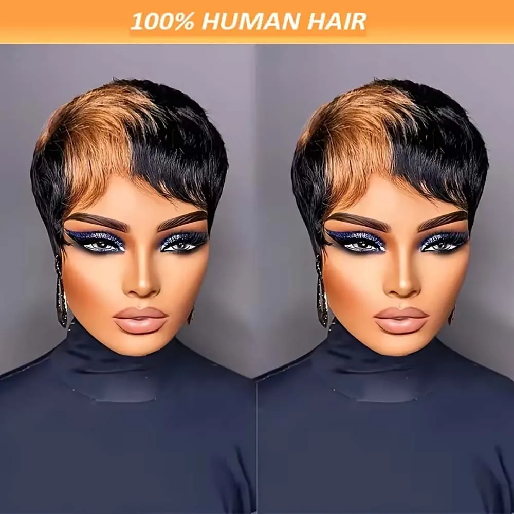 بني فاتح أومبير شعر طبيعي مفرود الباروكات قصيرة عابث قطع شعر مستعار مع الانفجارات قبل قطعها للنساء آلة صنع قبعة الشعر البرازيلي