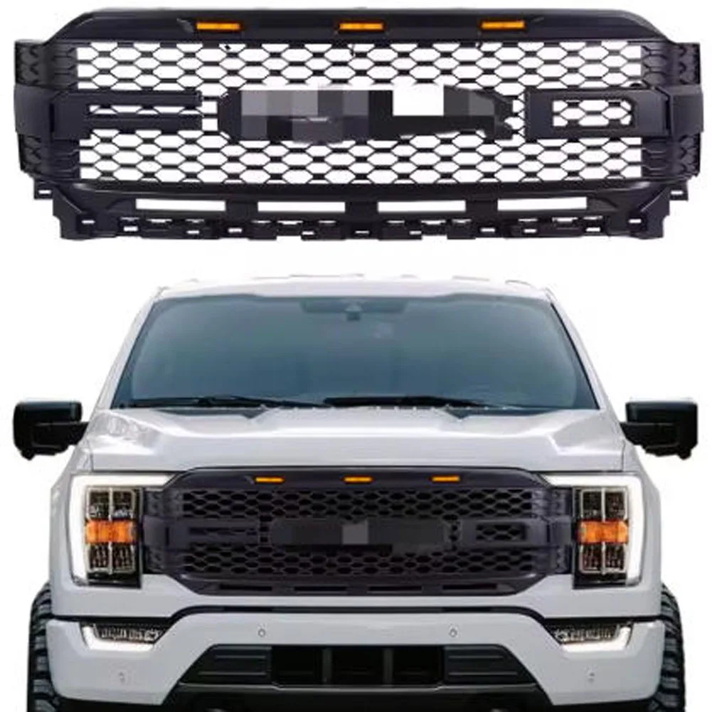 

Model For F150 Racing Grill For F-150 2021-2023 Front Grills Raptor Style Bumper Grilles Mesh Radiator Grille Front Mask Cover