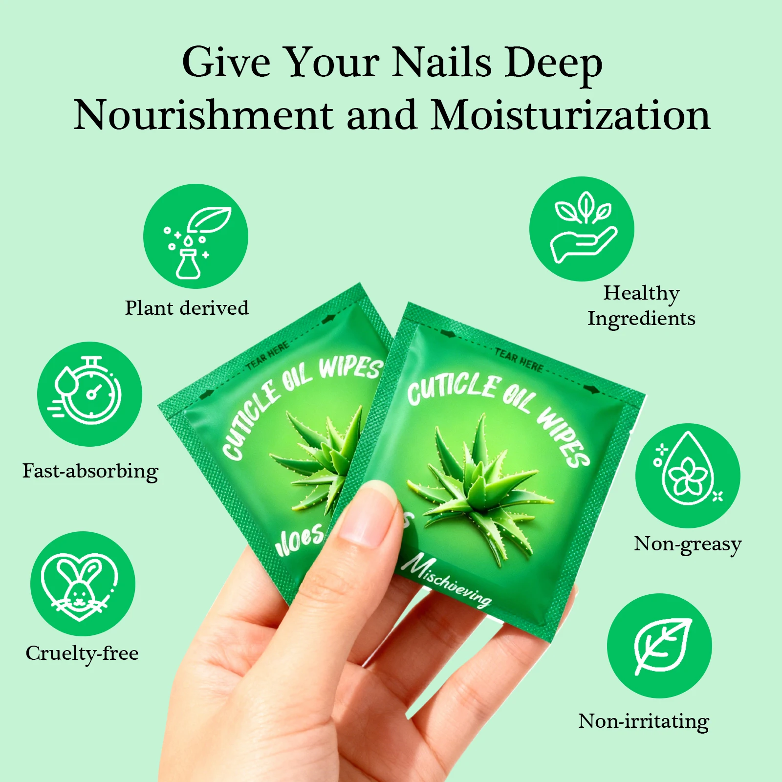 100개/박스 천연 알로에 베라 큐티클 오일 및 호호바 오일, 여성용 매일 손톱 관리용 큐티클, 각질 및 손상된 손톱용