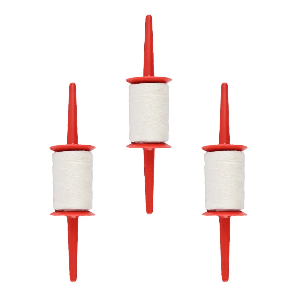 3 Pcs Kite String Parts Rice Noodle Accessories Reel Bobbin Red Outdoor Sports Tool