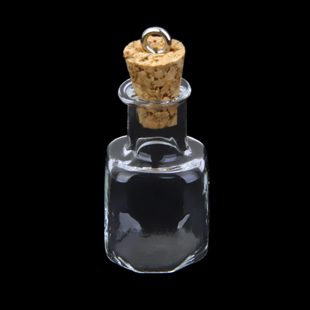 Glass Wishing Bottles with Cork 10 Pieces for DIY Pendant Necklace Jewelry Making Craft Clear Miniature Charm Vial view 4