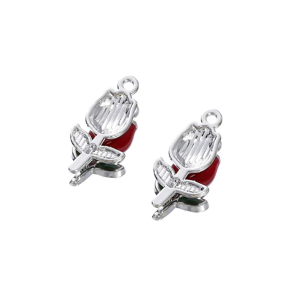 10pcs/lot 11*22mm 7 Colors Zinc Alloy Tulip Pendant Fit Jewelry Flower Charm Jewelry Makings DIY Handmade Craft