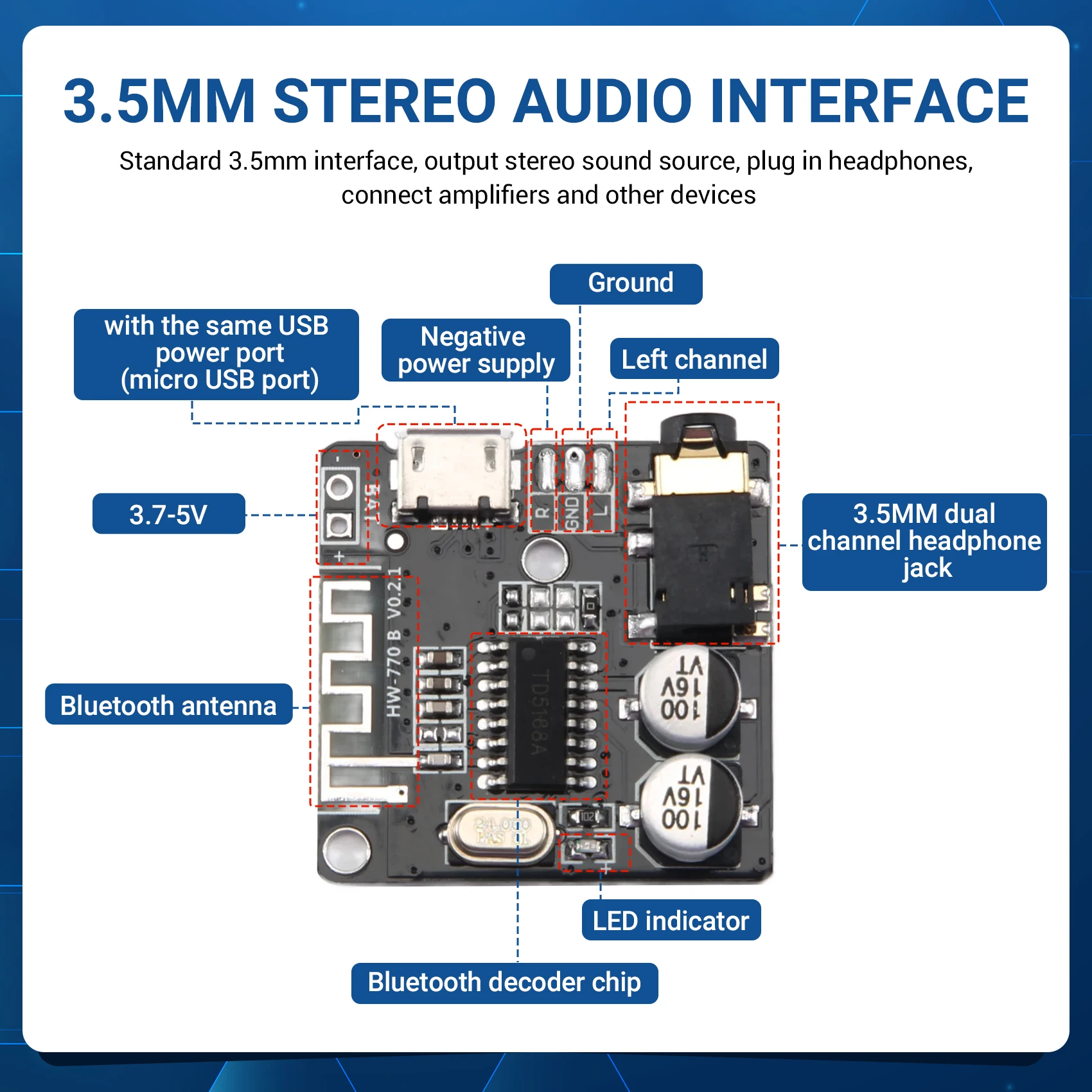 AEF7-VHM-314 Bluetooth Audio Receiver Board Bluetooth 5,0 Mp3 Verlustfreie Decoder Board Wireless Stereo Musik Modul 10 Stücke