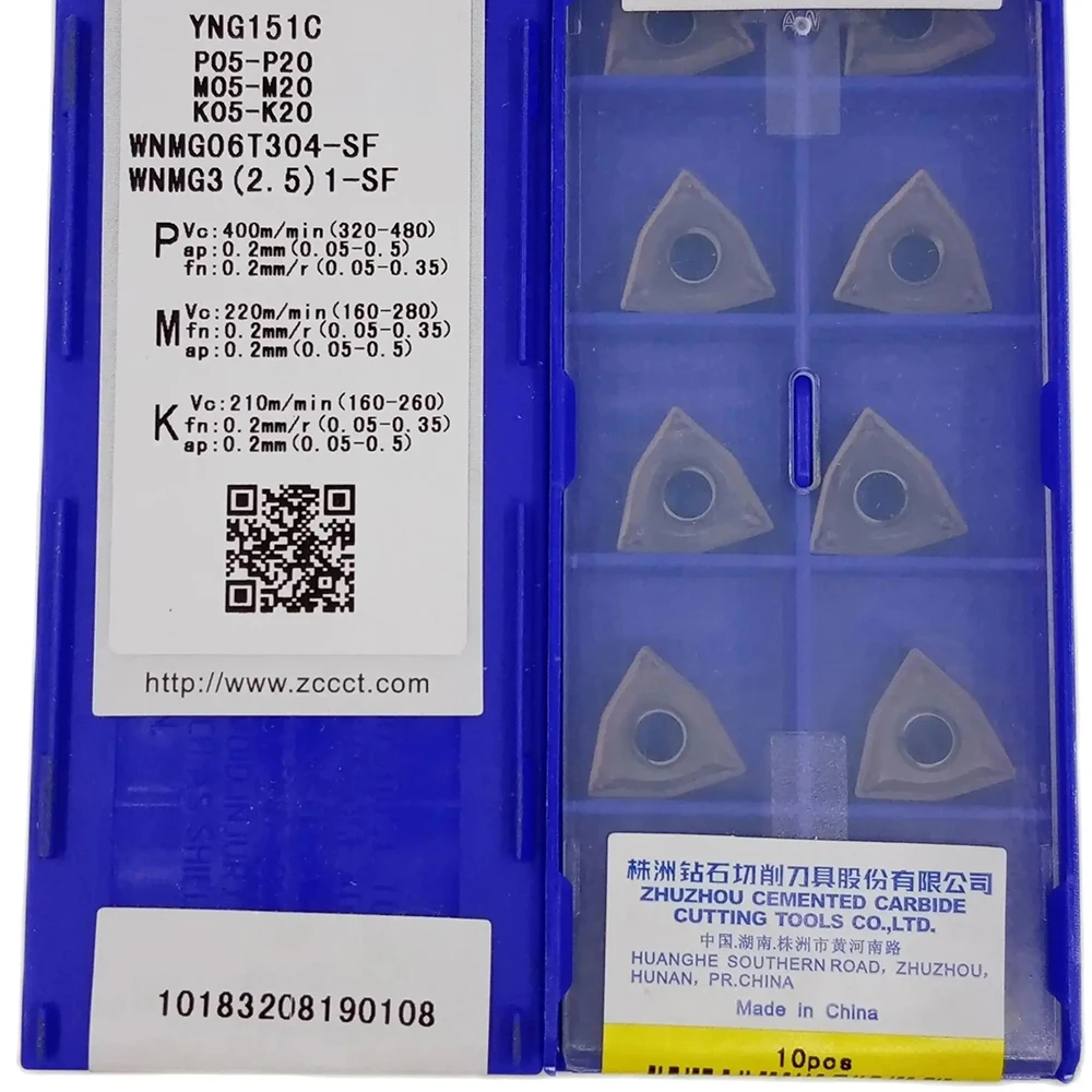 ZCC-insertos negativos WNMG06T304-SF YNG151C, torneado General para mecanizado de acero, acero inoxidable y hierro fundido, 10 unids/lote/caja WNMG