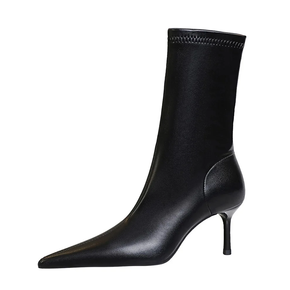 

Style Winter Fashion Simple Slim Pointed Slimming Party Women's Short Boots Women Pumps High Heels Ladies Shoes туфли женские
