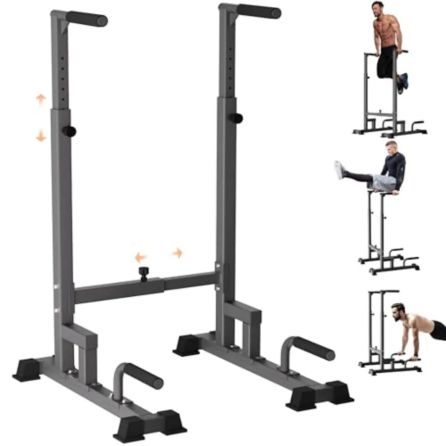 

Dip Stand 1000 LBS Capacity Adjustable Height Width Dip Station Stable bases and Heavy Duty Dip Bars with SlipProof Grips Multi