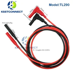 TL290 Length=1.0meter High Quality 13AWG flexible silicone 4mm straight to right angel Plug test leads