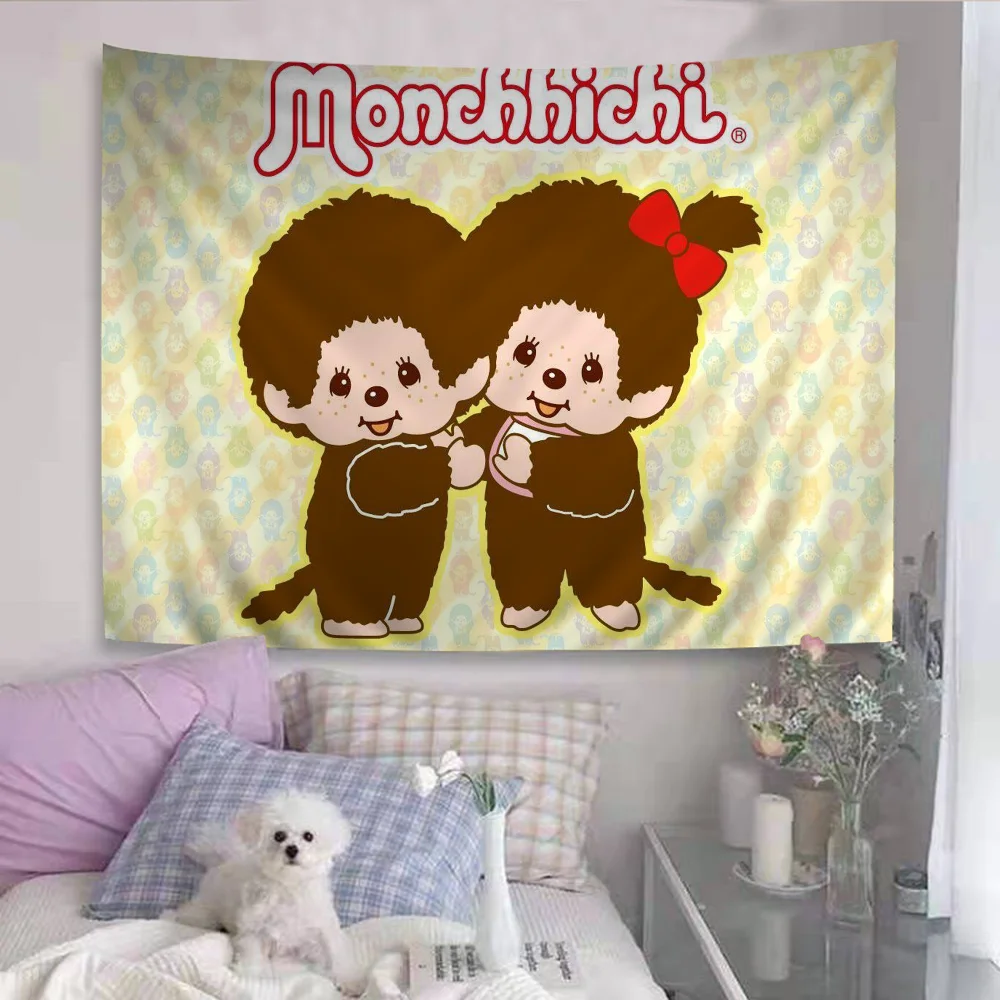 

Anime M-Monchhichi Cute Tapestry Anime Tapestry Hanging Tarot Hippie Wall Rugs Dorm Wall Hanging Sheets