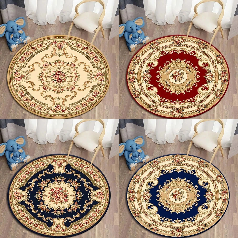 

Persian Pattern Round Carpet Living Room Bedroom Chair Anti-slip Mat Home Decoration Bathroom Kitchen Absorbent Floor Mat