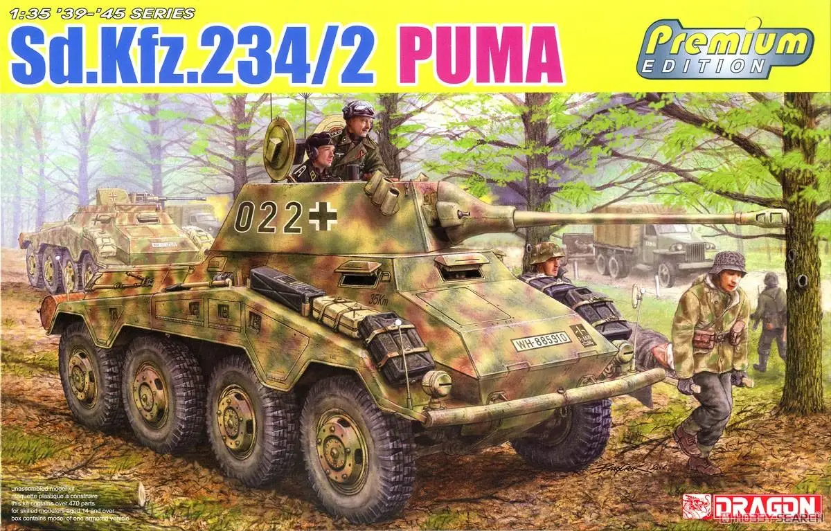 DRAGON 6943 1/35 Scale Sd.kfz.234/2 Puma w/Aluminum Gun Barrel Premium Edition