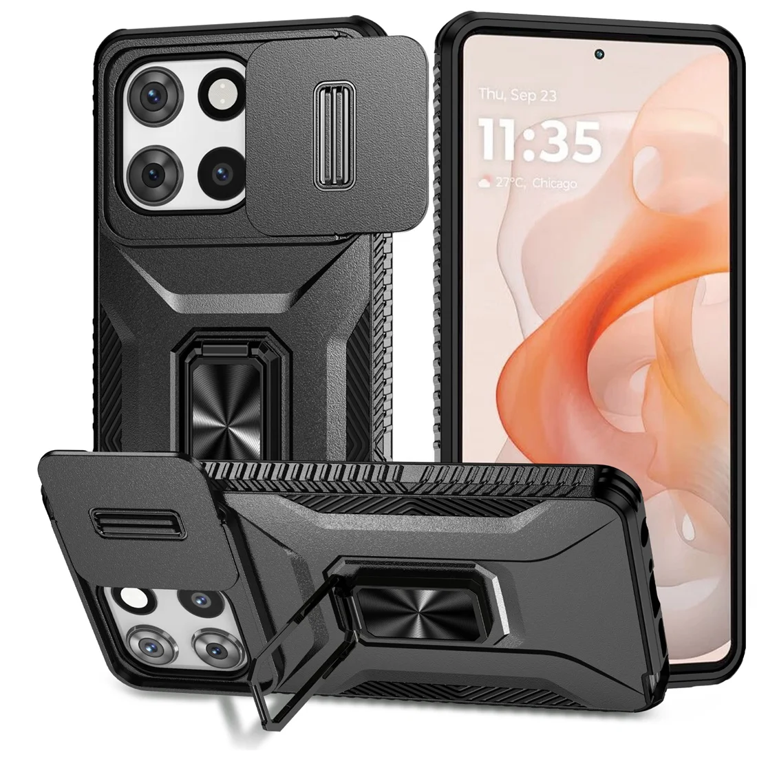 Funda para teléfono Moto G Stylus 5G 2025, con soporte y protector de lente de cámara, a prueba de golpes, para Motorola G Stylus 5G 2025