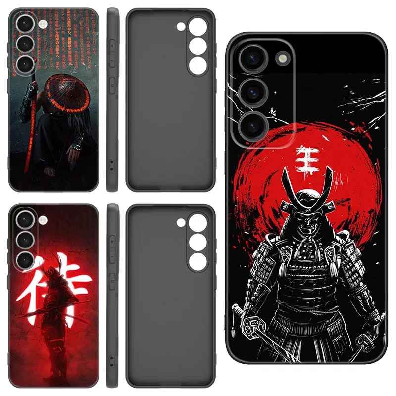 Japanese Samurai Anime Black Silicone Phone Case For Samsung Galaxy S20 S21 S23 S24 FE S22 Ultra S8 S9 S10 Plus