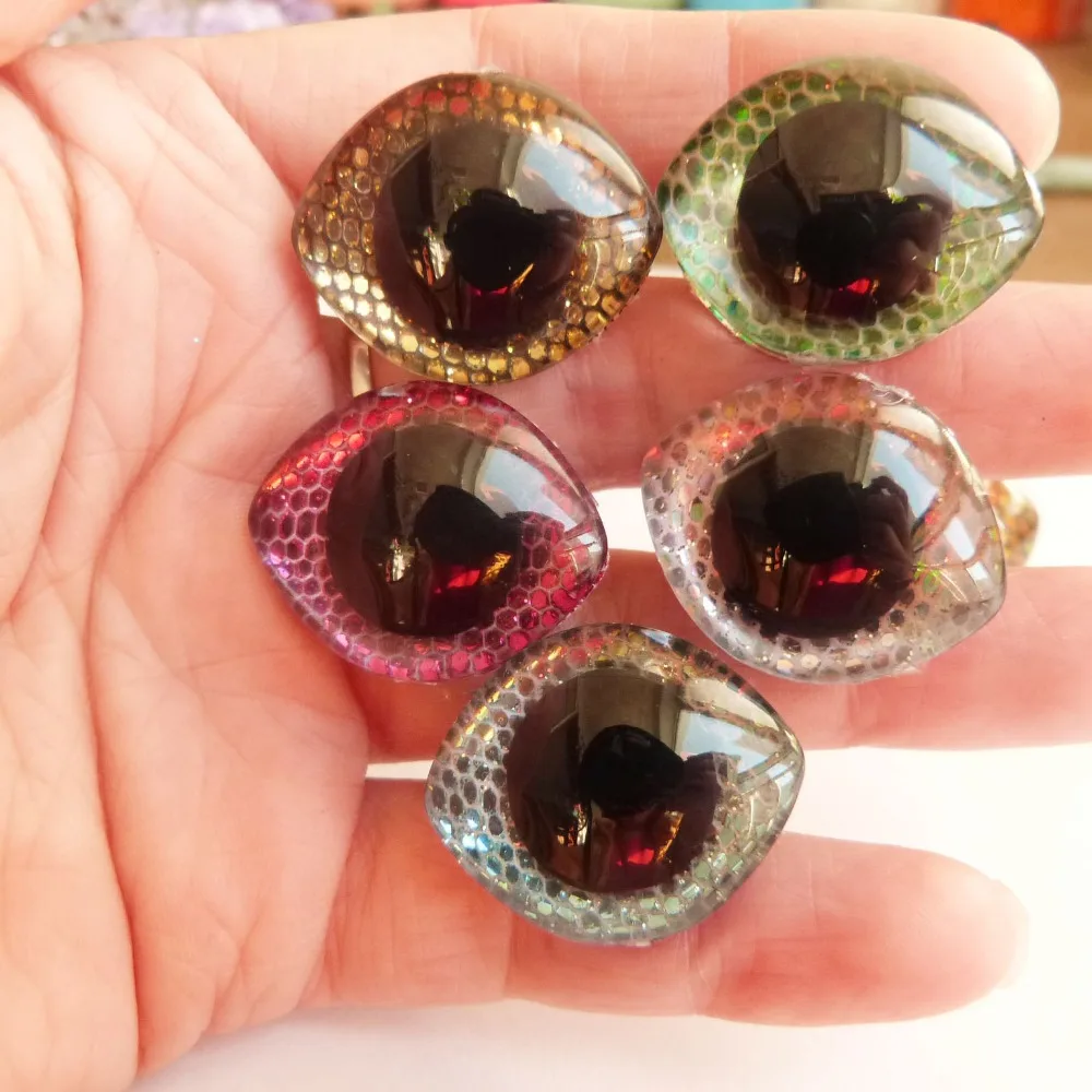 100pcs/lot 28x23mm Oval trapezoid plastic clear safety doll toy eyes + glitter Nonwovens + washer--color option-sp