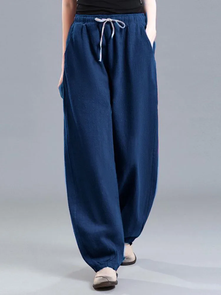 2024 Spring Summer Cotton Linen Pants Baggy High Waist Harem Pantalones Thin Womens Jogger Spodnie Casual Big Size 5xl Sweatpant