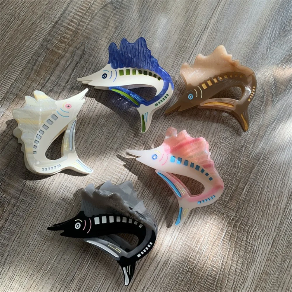 

Fish Tuna Hair Claw Sweet Korean Style Acetate Ocean Tunny Hair Clip Acetic Acid Cartoon Marine Organisms Shark Clip Female