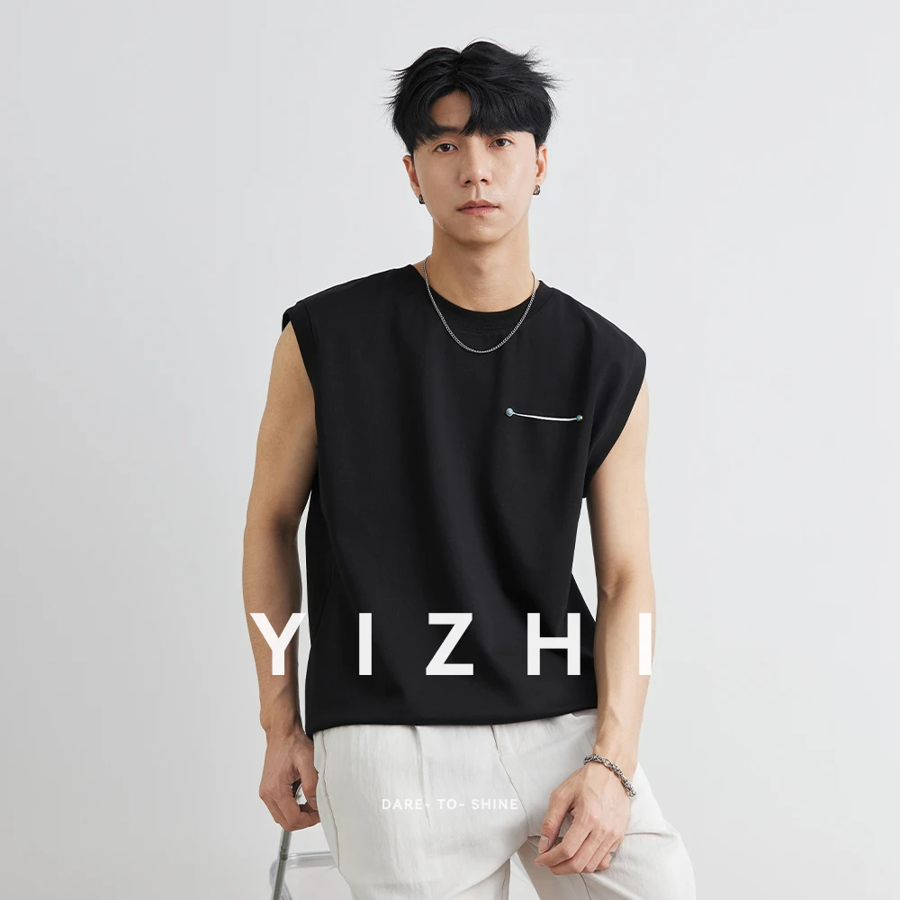 Men's Fashion Sports Vest 2025 Summer New Loose Fitness Breathable Sweat-Absorbent Quick-Drying Solid Color Sleeveless T-Shirt