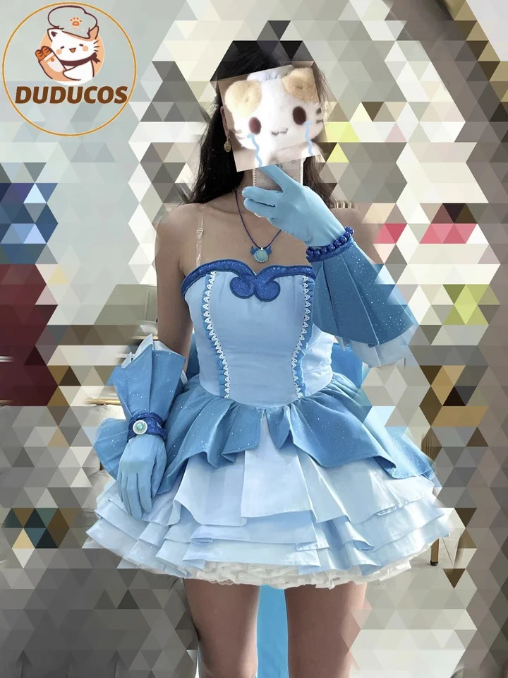Em estoque hanon hosho cosplay traje anime sereia melodia pichi pichi pitch DUDU-SR feminino vestido azul hanon hosho dia das bruxas