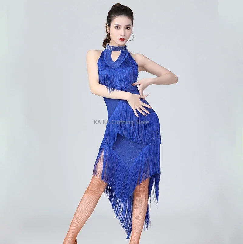 Latin Dance Dress Women Sexy Tassel Fringe Sequin Salsa Allroom Tango Cha Cha Rumba Samba Latin Dresses Rave Outfits Dancewear