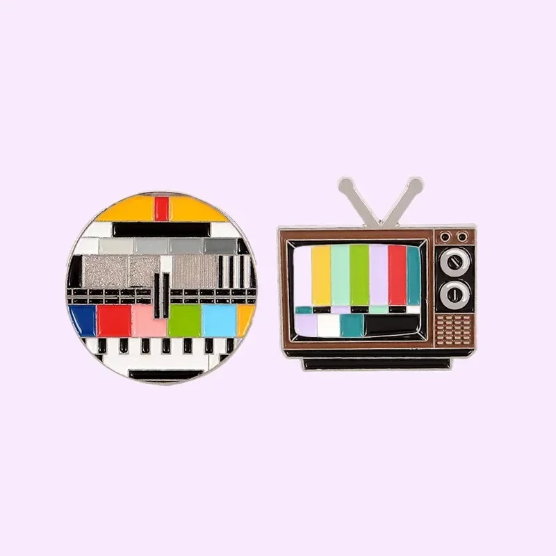 Wholesale Meme Old TV Enamel Pins Test Signal Television Vintage Jewelry Brooches Bag Clothes Badge Lapel Pins Gift for Friends