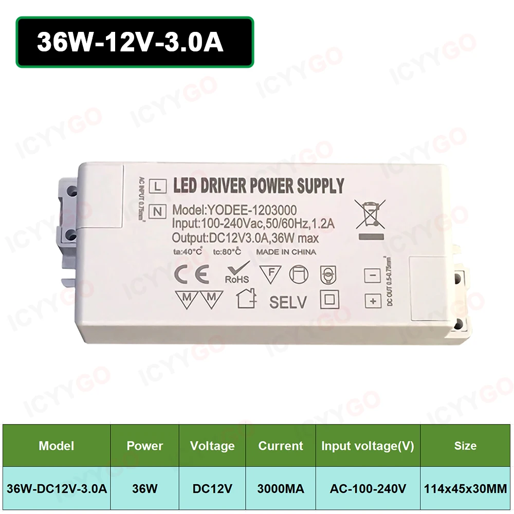 DC5V 12V 24V Lighting Transformers 3W 6W 10W 12W 24W 36W 60W LED Power Drivers 500ma 1000ma 2A 3A 5A Suitable For LED Strips image 3