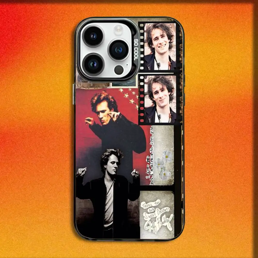 حافظة هاتف Singer J-Jeff B-Buckley لهاتف iPhone 16,15,14,13,12,11,Mini,Pro,E,MAX غطاء مقاوم للصدمات من الحلوى السوداء غير اللامعة