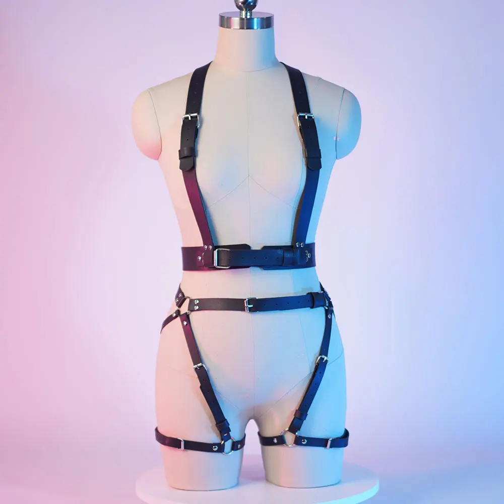 Women Sexy Body Harness Belt Bdsm Bondage Lingerie Garter Belt Leather Lingerie Gothic Fetish Clothing Festival Rave outfit