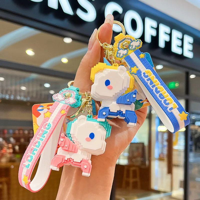 

Cartoon Building Block Unicorn Key Chain 1 Pcs Cool Exquisite Bag Pendant Cute Rainbow Horse Keychain