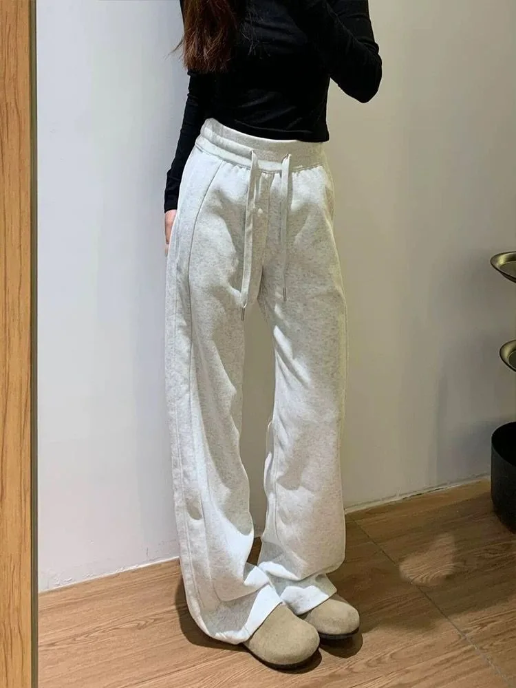 Damskie spodnie na co dzień z prostymi nogawkami Jesień Wiosna Nowy styl plus rozmiar Luźne spodnie z szerokimi nogawkami Modne spodnie dresowe Odzież damska