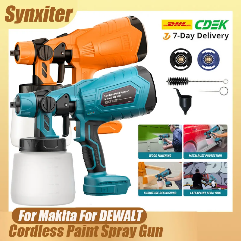 Pistolet pulvérisateur sans fil 1000ML pour Makita et DEWALT, pulvérisateur électrique à batterie 18V, pour meubles, acier, voiture, maison, fenêtres, outil