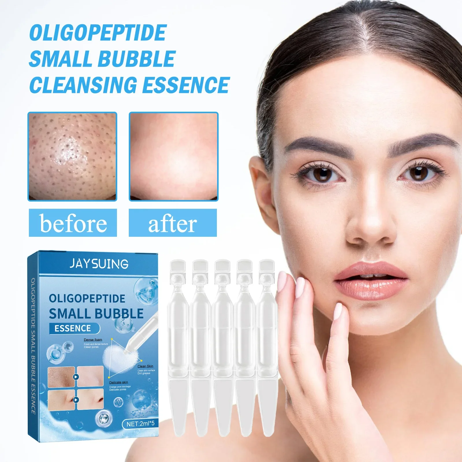 Oligopeptide Small Bubble Cleansing essence Deep Cleansing Skin Shrinking Pore Blackhead Removing essence