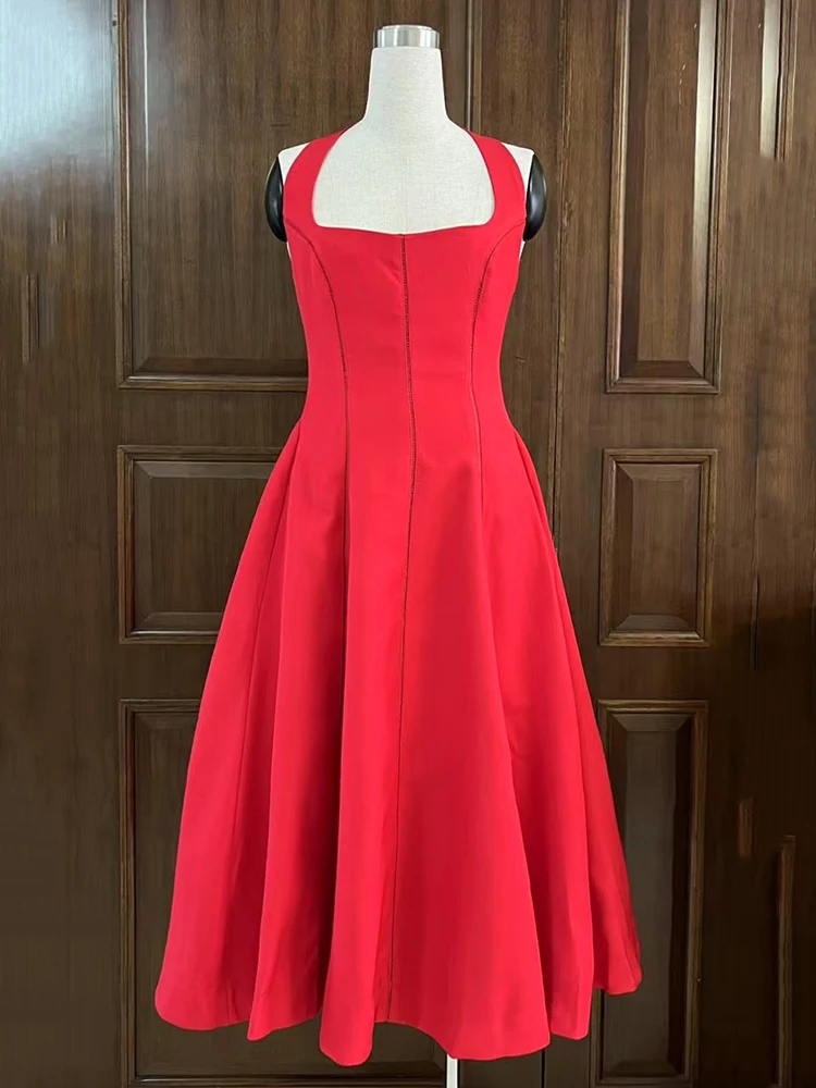 2025년 여름 패치워크 레이스, 컷아웃, 섹시한 백리스, 네크라인, 보타이, 허리를 잘록하게 잡아주는 A라인 푹신한 스커트가 돋보이는 여성 드레스