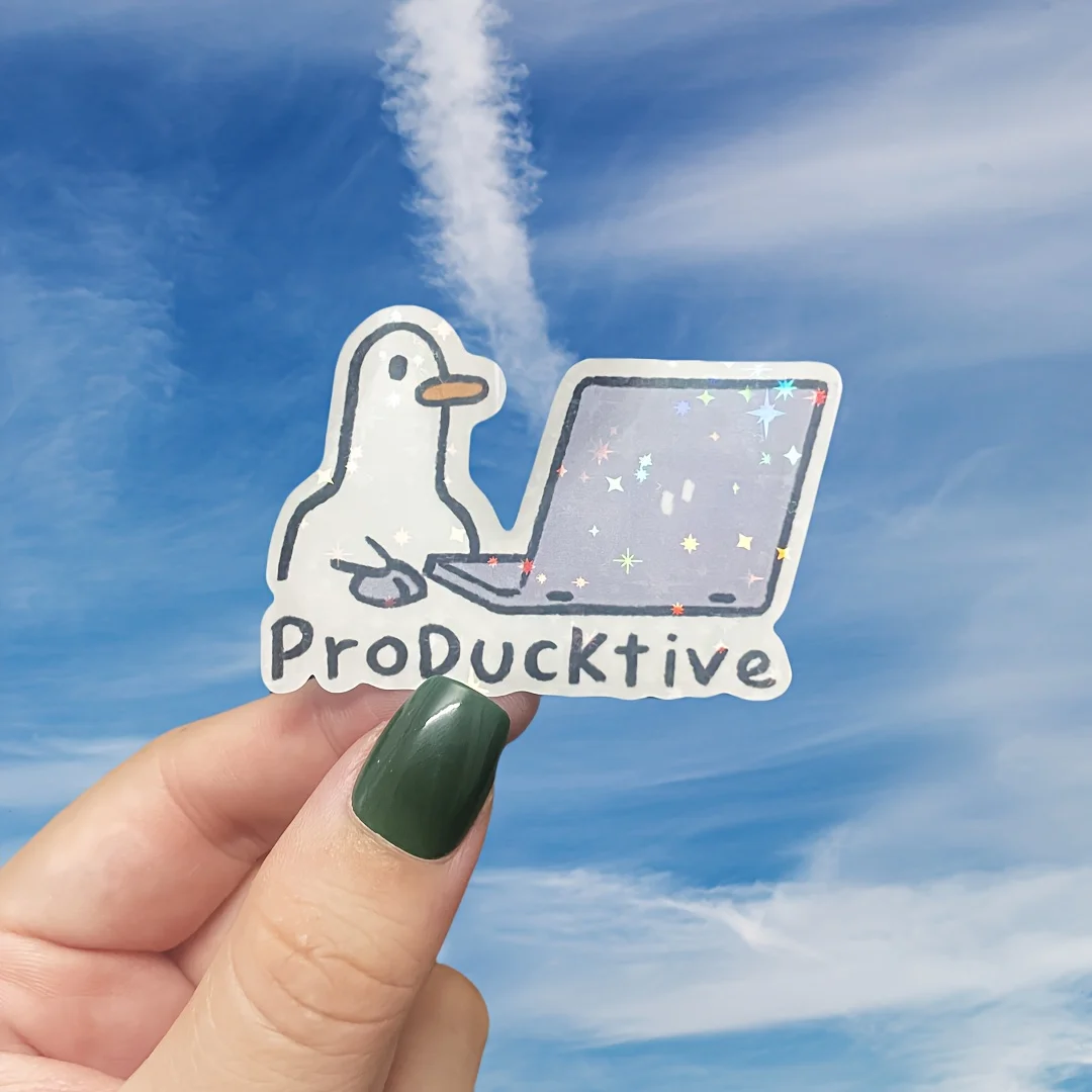 ملصقات الكمبيوتر المحمول ProDucktive Themed Duck، ملصقات فينيل لامعة بتصميم لطيف على شكل بطة وأجهزة الكمبيوتر المحمول، سهلة الاستخدام وخالية من البقايا وقابلة للإزالة #6