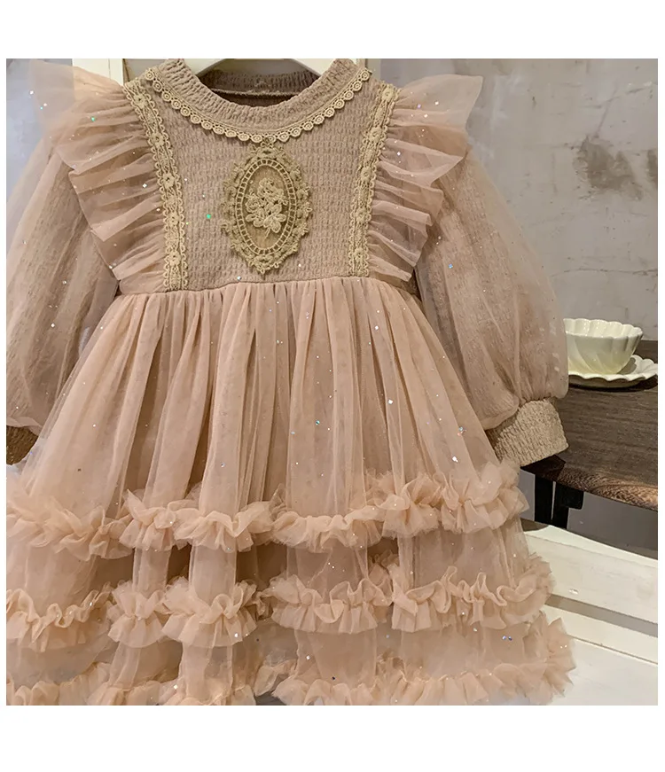 Girls Dress 2023 New Autumn Girl Korean Style Fashion Skirt Girl Baby Children Autumn Simple Princess Ball Gown Skirt Dress